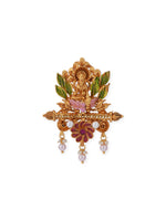 Close-up of antique gold plated Ashta Lakshmi design on 925 hallmarked silver pendant  eight forms of Goddess Lakshmi in traditional South Indian motif