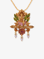 SIJA 925 Sterling Silver Gold Antique Ashta Lakshmi Pendant — gold-plated front view with intricate goddess engravings