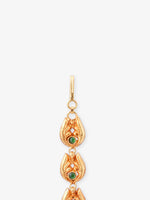 Close‑up of SIJA 925 silver gold plated Lakshmi Tikka showing goddess engraving fine detailing and handcrafted temple jewellery design for festive wear