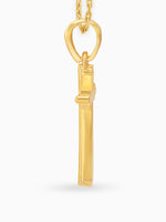 Side view SIJA 925 silver jewellery gold plated cross sparkle pendant stylish handcrafted accessory perfect for weddings parties anniversaries and festive wear