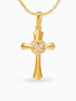 Gold plated 925 silver cross sparkle pendant BIS hallmarked premium SIJA jewellery perfect for everyday wear and special occasions
