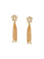 Detailed view of SIJA 925 silver Gold Dolphy Mesh Earrings highlighting ornamental finish and polished gold plated craftsmanship