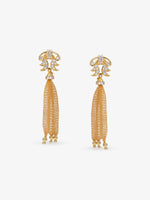 SIJA 925 Silver Gold Dolphy Mesh Earrings gold plated sterling silver jewellery full front hero view elegant accessory