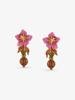SIJA 925 Silver Gold Flower with Drops Earrings gold plated sterling silver jewellery full front hero view elegant accessory