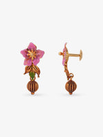 Side profile of SIJA 925 silver Gold Flower with Drops Earrings showing polished edges and durable sterling silver construction