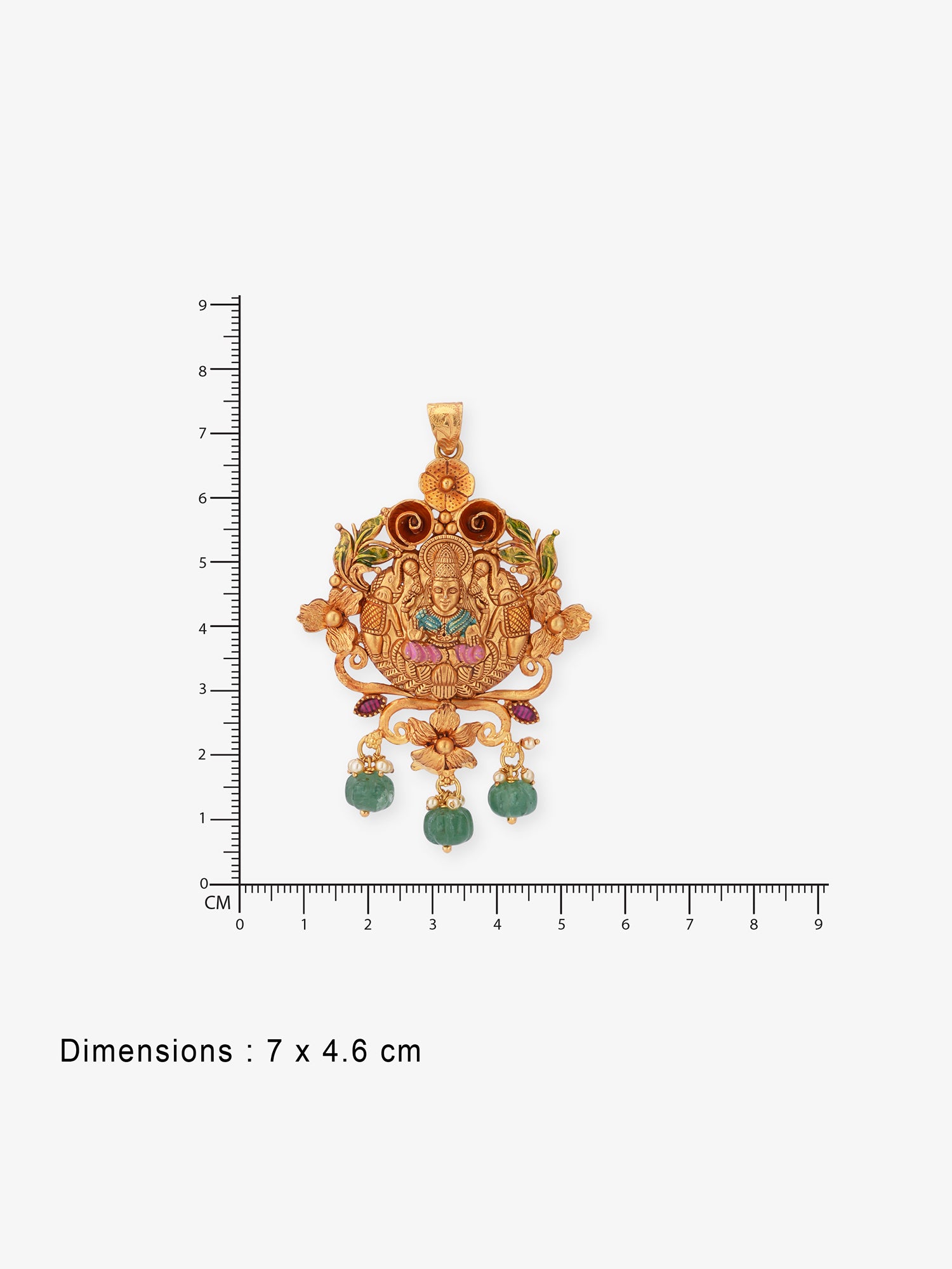 925 BIS hallmark stamp on SIJA gold plated Gaja Lakshmi pendant — certified 92.5 sterling silver jewellery with green pearl