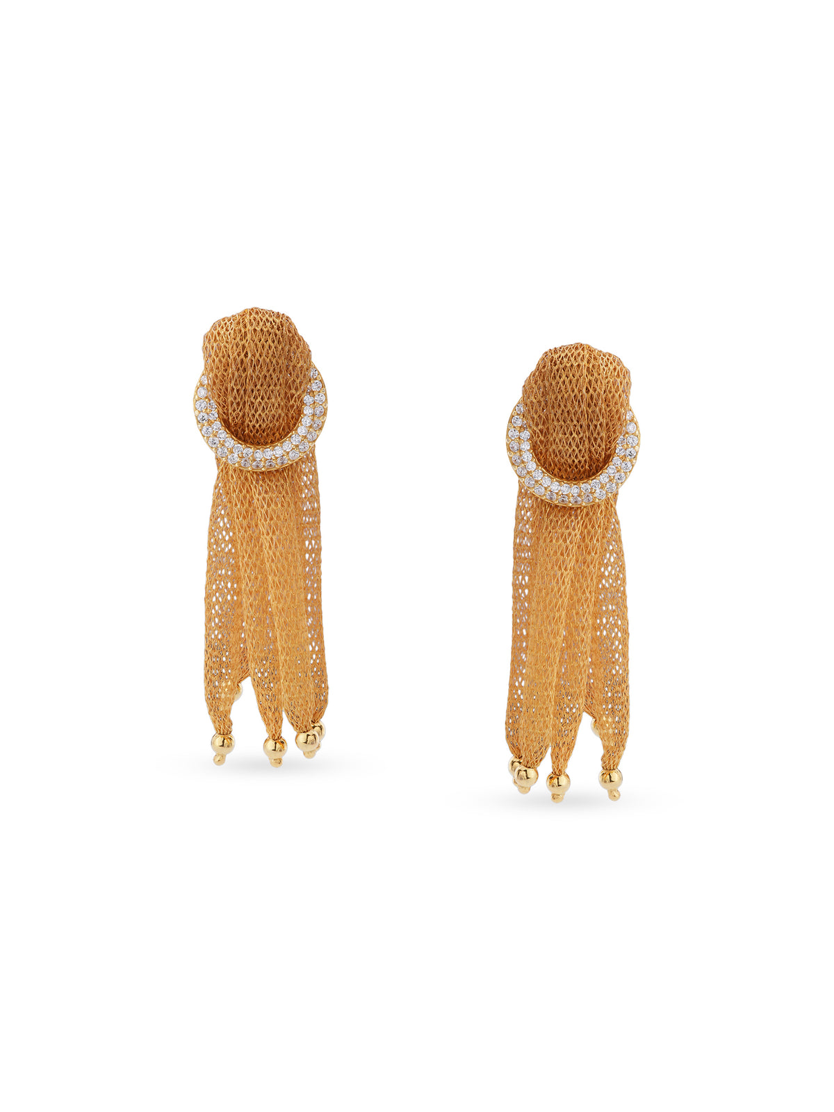Detailed view of SIJA 925 silver Gold Knot Mesh Earrings highlighting ornamental finish and polished gold plated craftsmanship