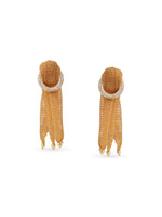 Detailed view of SIJA 925 silver Gold Knot Mesh Earrings highlighting ornamental finish and polished gold plated craftsmanship