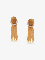 SIJA 925 Silver Gold Knot Mesh Earrings gold plated sterling silver jewellery full front hero view elegant accessory
