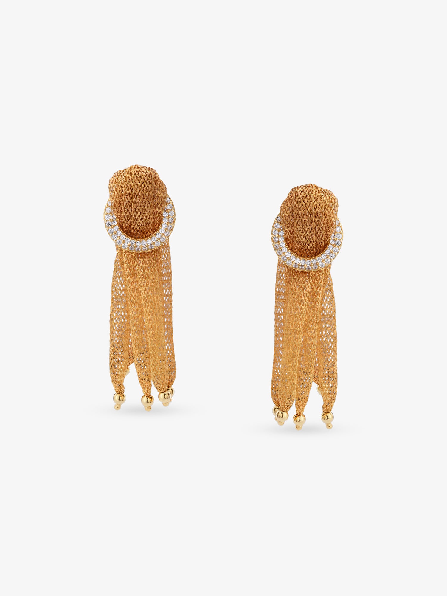 SIJA 925 Silver Gold Knot Mesh Earrings gold plated sterling silver jewellery full front hero view elegant accessory