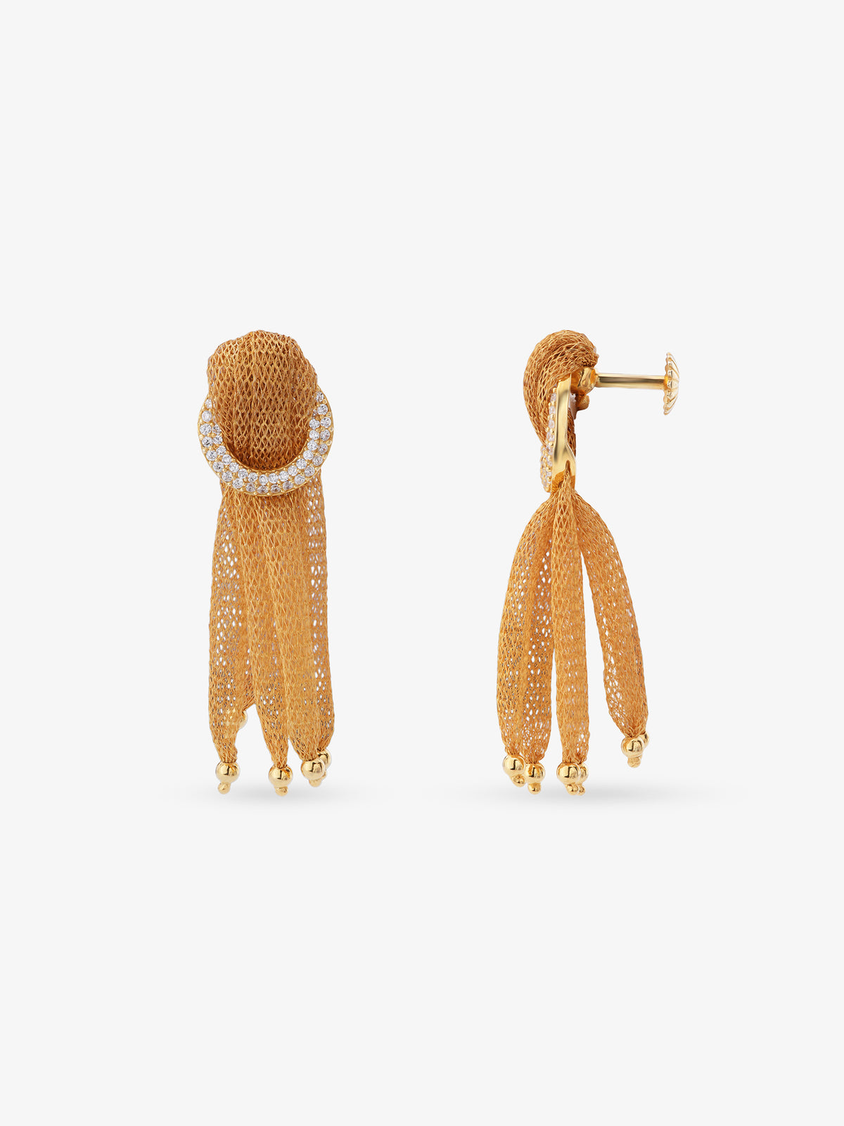 Side profile of SIJA 925 silver Gold Knot Mesh Earrings showing polished edges and durable sterling silver construction