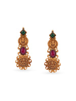 Detailed view of SIJA 925 silver Gold Lakshmi Nagas Earrings highlighting ornamental finish and polished gold plated craftsmanship
