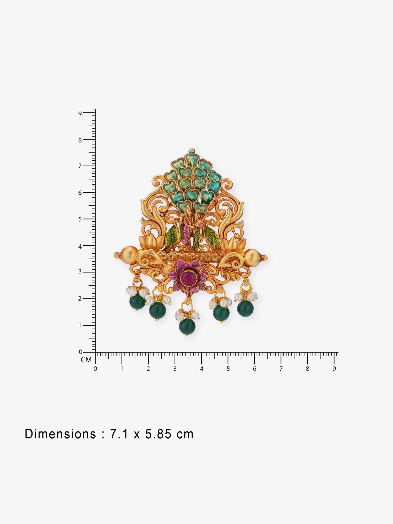 Reverse of SIJA Lakshmi Vishnu Pendant and Earring Set showing BIS 925 hallmark stamp certified sterling silver gold plated temple jewellery India