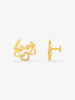 Side view of SIJA Gold‑Plated Love Stud highlighting sleek gold finish with love charm