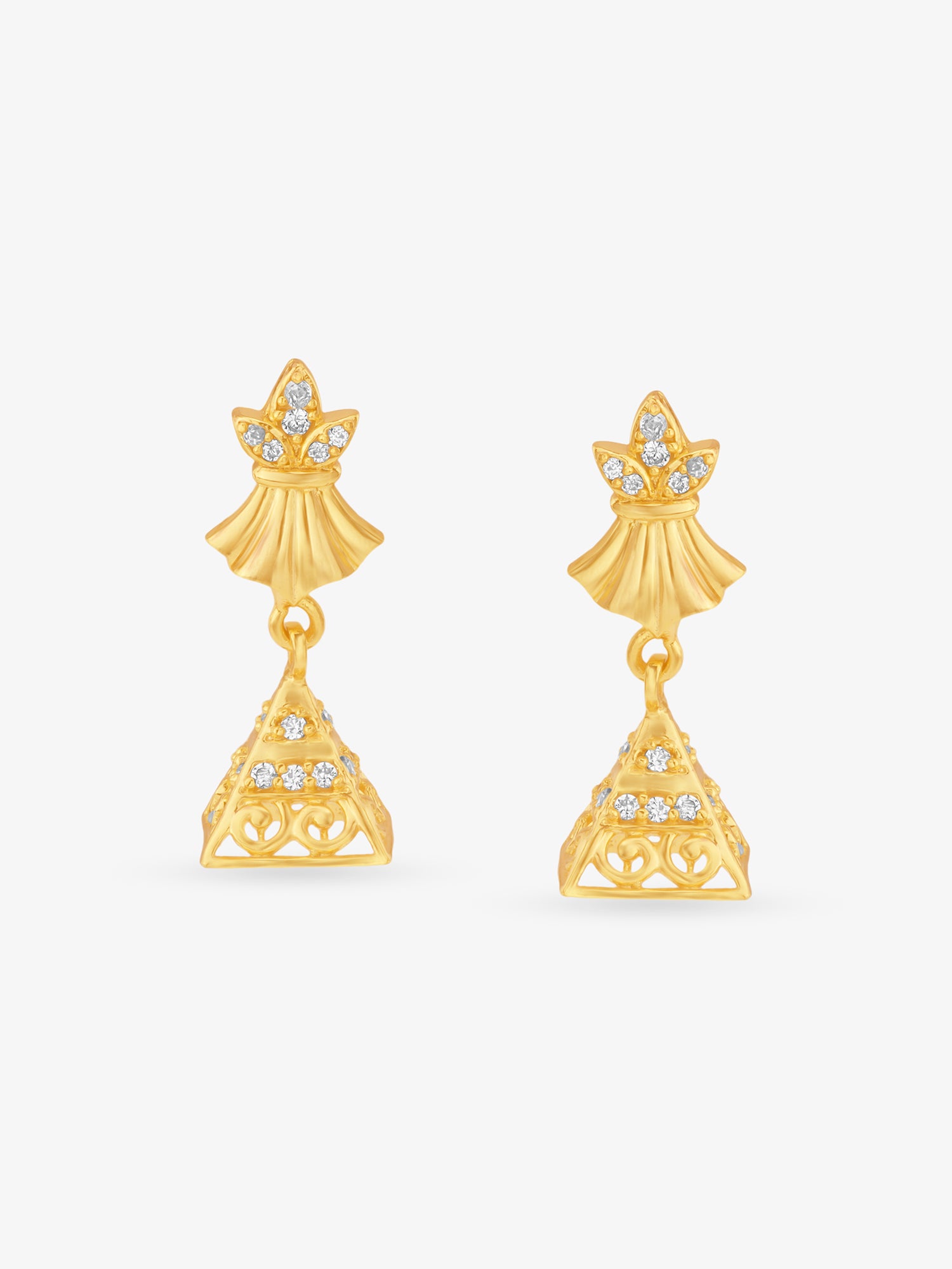 SIJA 925 Silver Gold Queen Pyramid Jhumka gold plated womens earrings elegant accessory front view