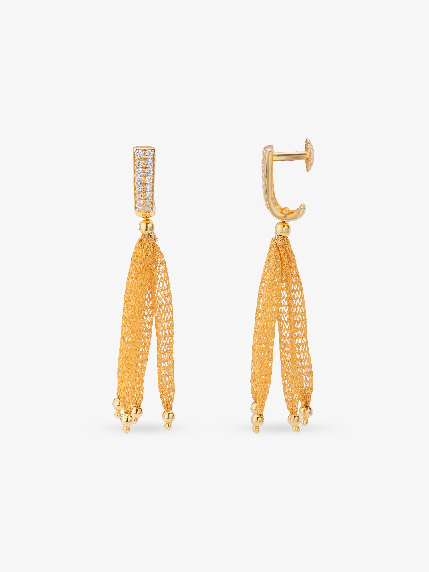 Side profile of SIJA 925 silver Gold Trunk Mesh Earrings showing polished edges and durable sterling silver construction