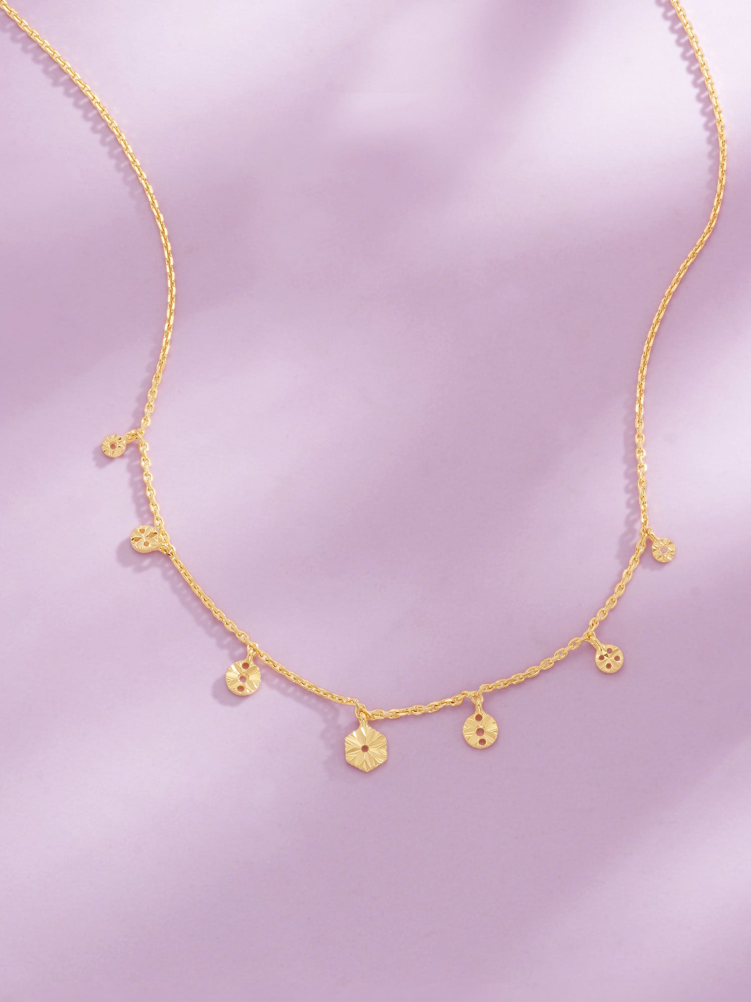 Detailed close up of SIJA 925 Silver Golden Droplet Charming Chain showing golden droplet beads and handcrafted silver finish