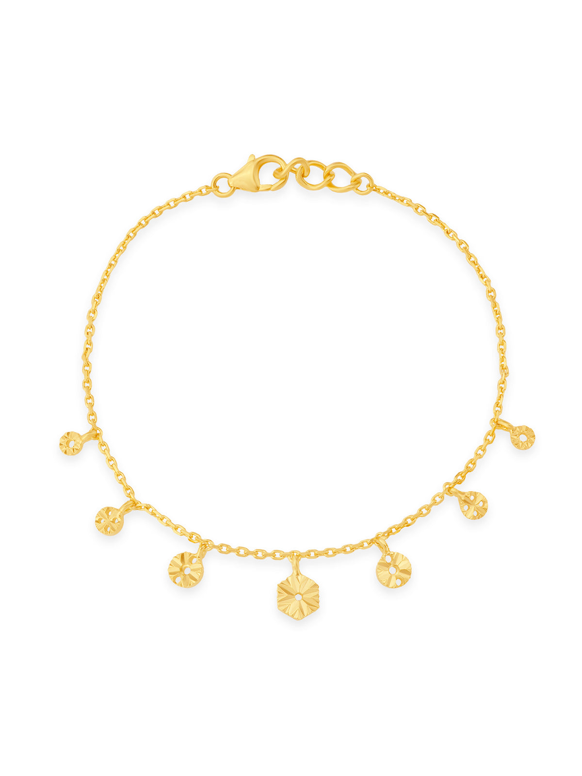 Close up of SIJA Golden Droplet Charming Bracelet showing polished droplet bead detail in sterling silver gold plated finish