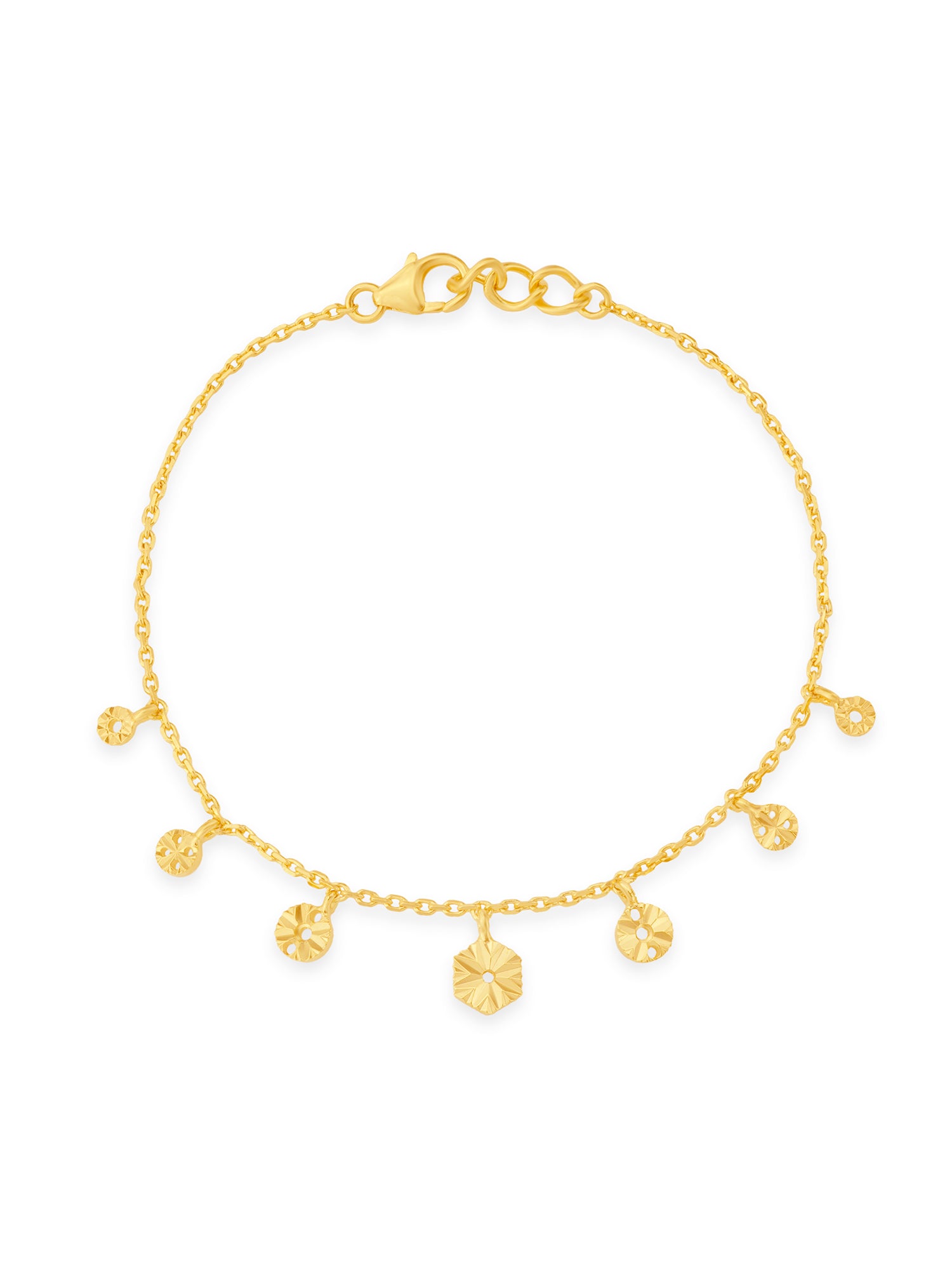 Close up of SIJA Golden Droplet Charming Bracelet showing polished droplet bead detail in sterling silver gold plated finish