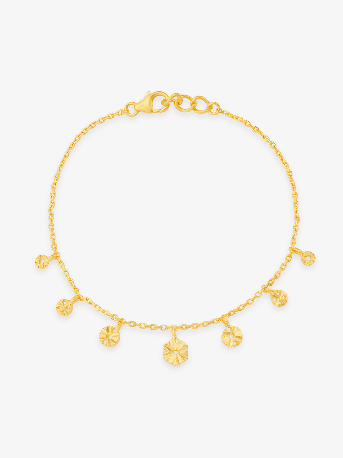SIJA 925 Silver Golden Droplet Charming Bracelet gold plated elegant jewellery front view