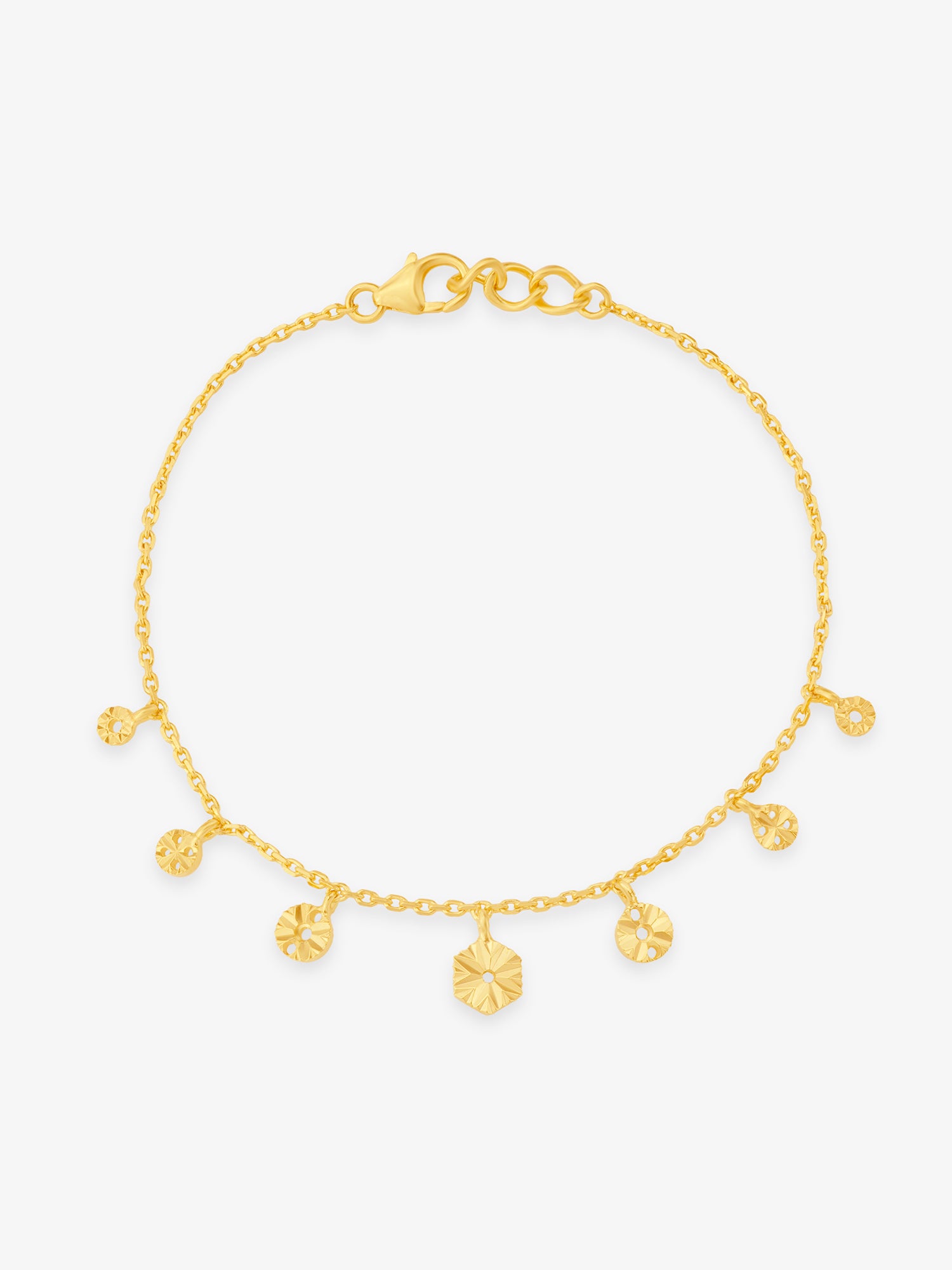 SIJA 925 Silver Golden Droplet Charming Bracelet gold plated elegant jewellery front view
