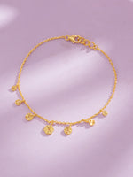 Close up of SIJA Golden Droplet Charming Bracelet showing polished droplet bead detail in sterling silver gold plated finish