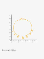 Reverse view of SIJA Golden Droplet Charming Bracelet showing BIS hallmark certified sterling silver jewellery made in India
