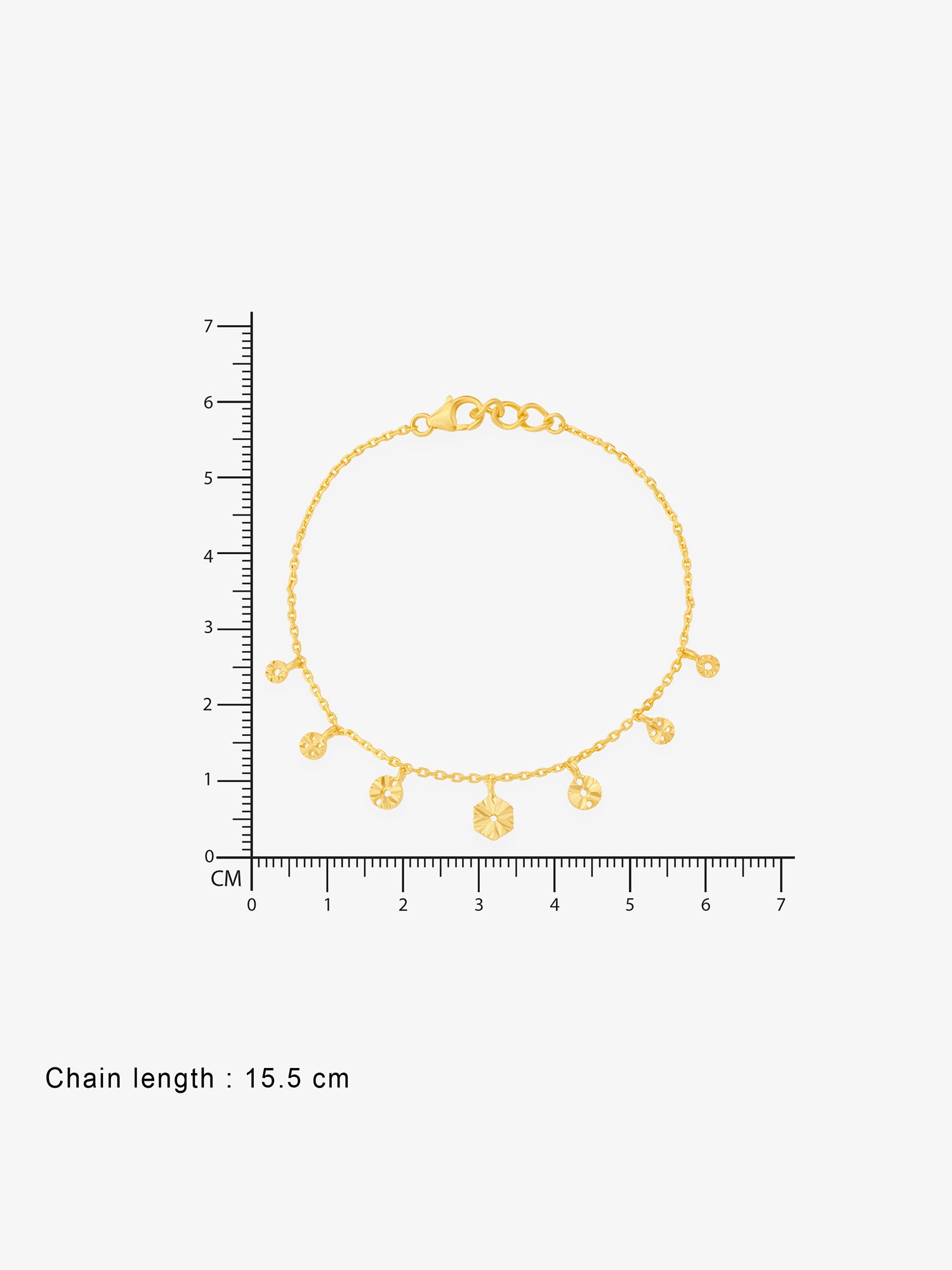 Reverse view of SIJA Golden Droplet Charming Bracelet showing BIS hallmark certified sterling silver jewellery made in India