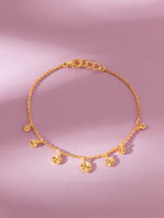Close up of SIJA Golden Droplet Charming Bracelet showing polished droplet bead detail in sterling silver gold plated finish