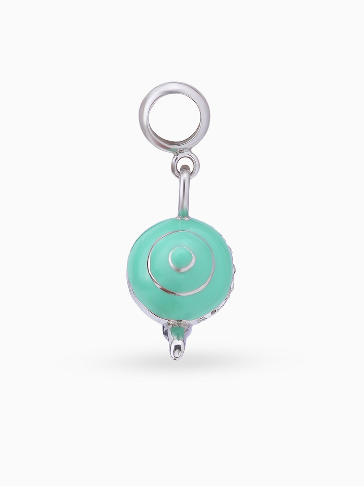 Side view SIJA 925 silver jewellery green cup charm stylish handcrafted accessory perfect for parties anniversaries and festive wear