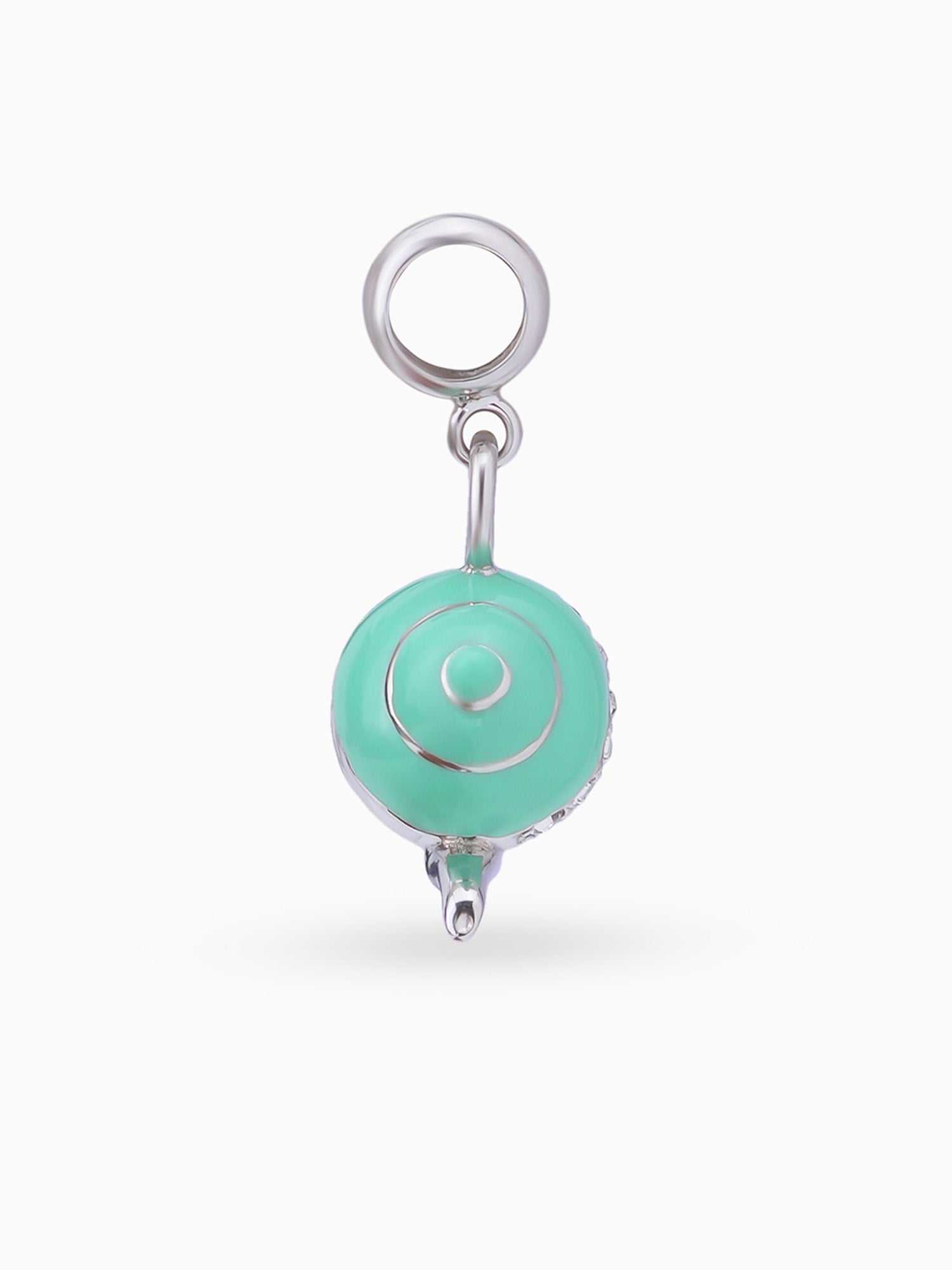 Side view SIJA 925 silver jewellery green cup charm stylish handcrafted accessory perfect for parties anniversaries and festive wear