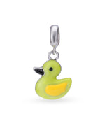 Hero shot SIJA 925 silver jewellery green duck charm BIS hallmarked playful kids accessory perfect for birthdays festive wear and gifting