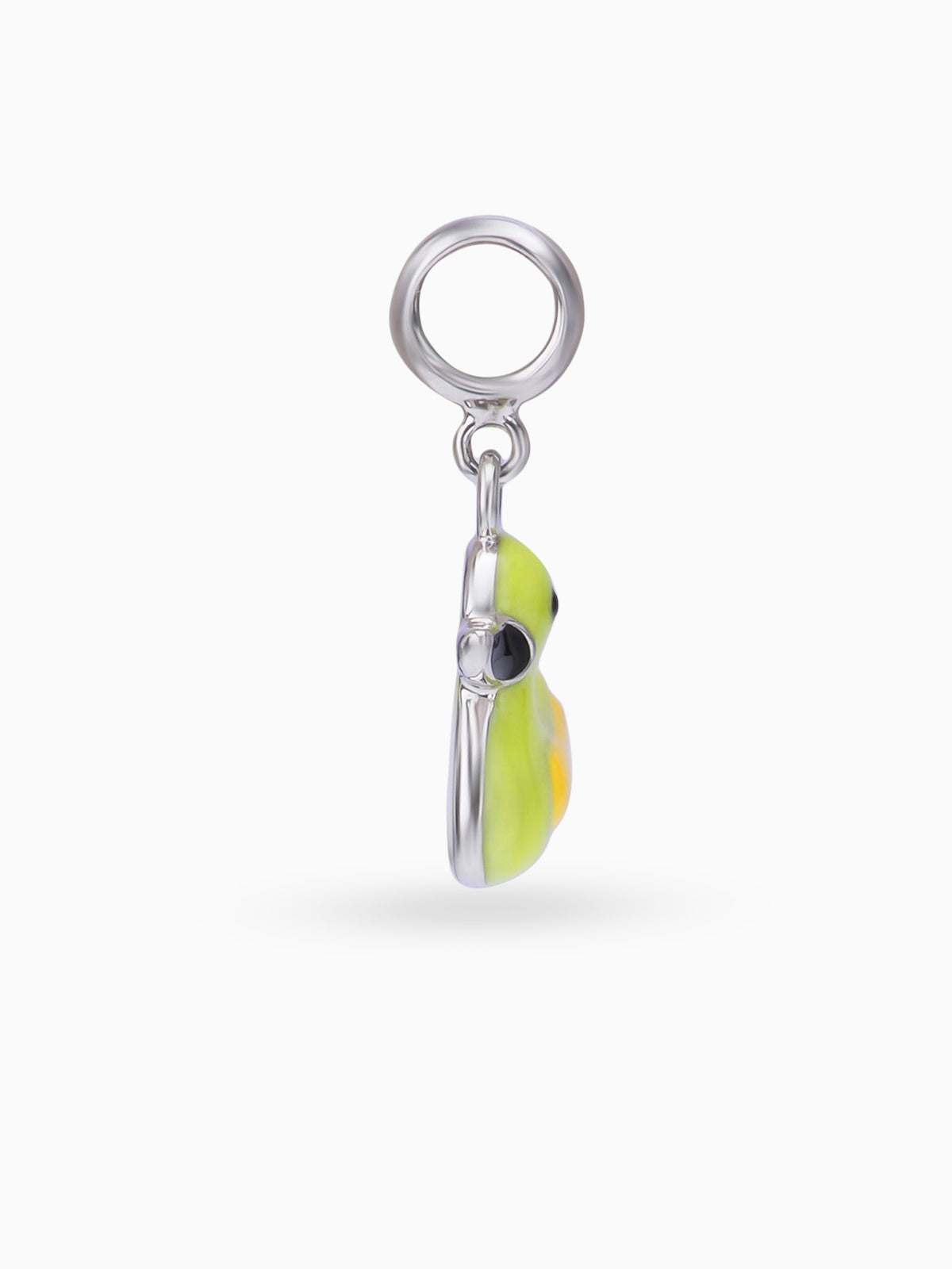 Side view SIJA 925 silver jewellery green duck charm stylish handcrafted accessory perfect for parties anniversaries and festive wear