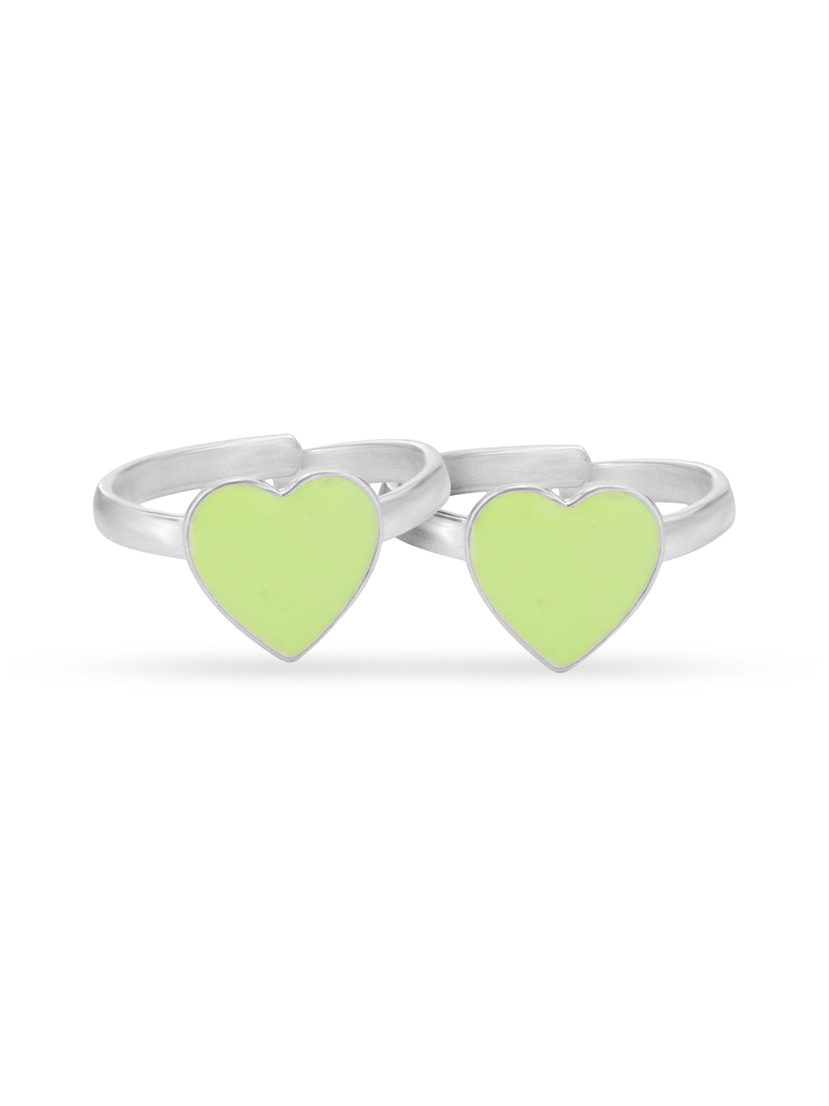 SIJA 925 Silver Green Enamel Heart Toe Ring elegant sterling silver jewellery accessory front view
