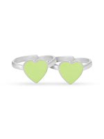SIJA 925 Silver Green Enamel Heart Toe Ring elegant sterling silver jewellery accessory front view