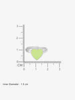 Reverse view of SIJA Green Enamel Heart Toe Ring showing BIS 925 hallmark certified sterling silver jewellery made in India