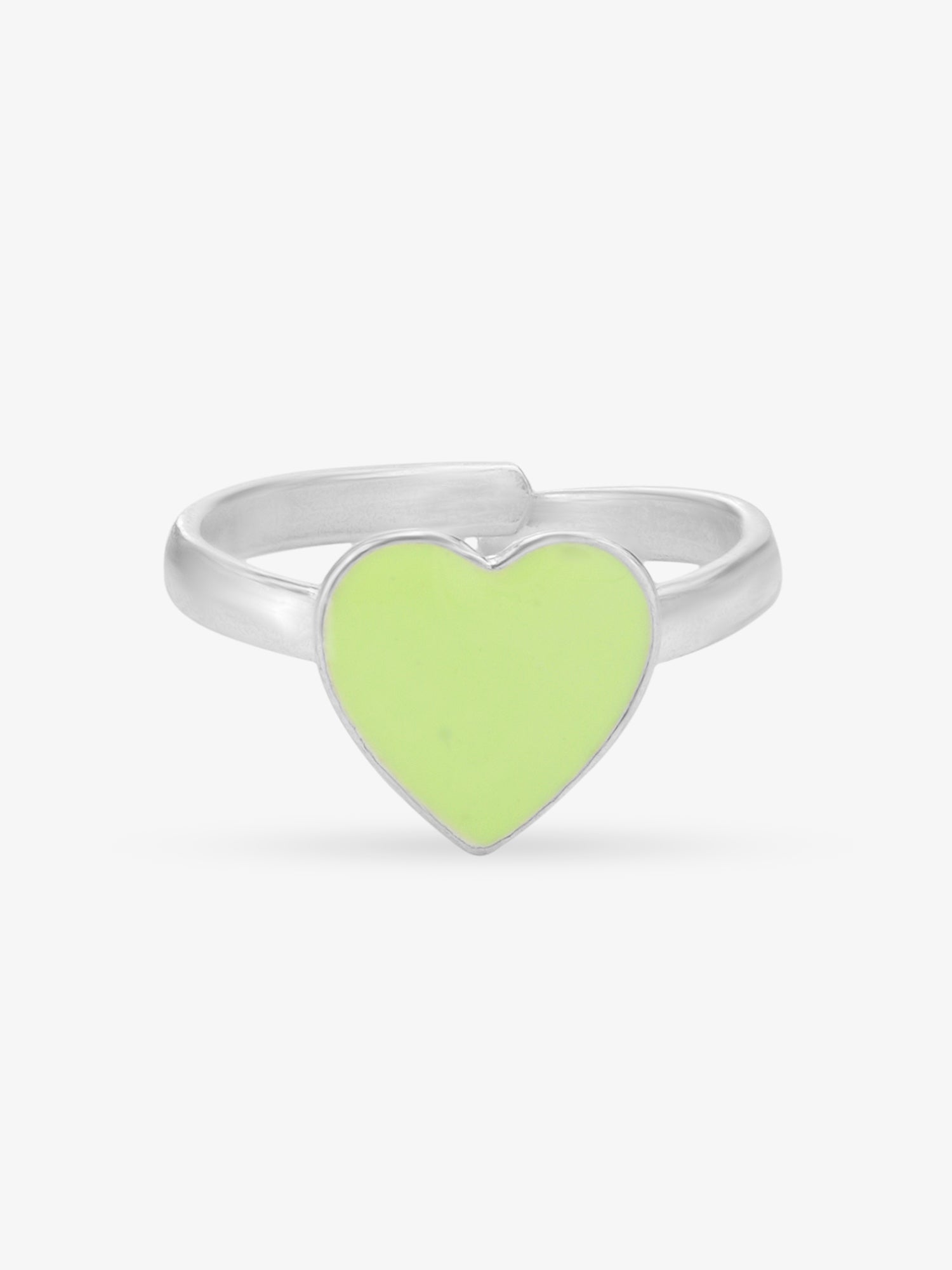 Detailed close up of SIJA Green Enamel Heart Toe Ring showing vibrant enamel heart design and premium silver craftsmanship