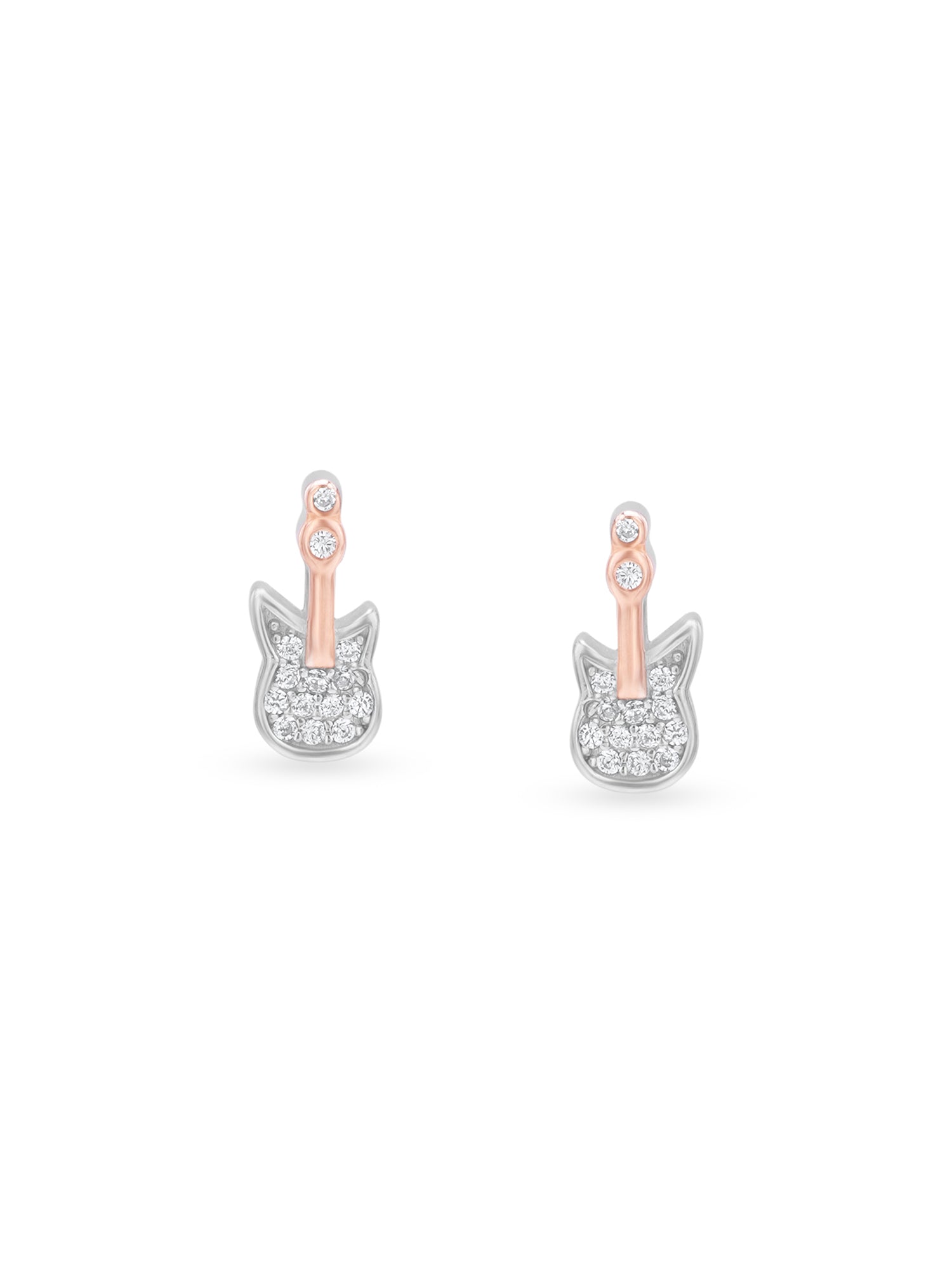 Detailed close up of SIJA 925 Silver Guitar Stud showing miniature guitar design and handcrafted silver finish