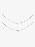 Detailed close up of SIJA 925 Silver Harmony Charm Anklet highlighting delicate harmony charm craftsmanship
