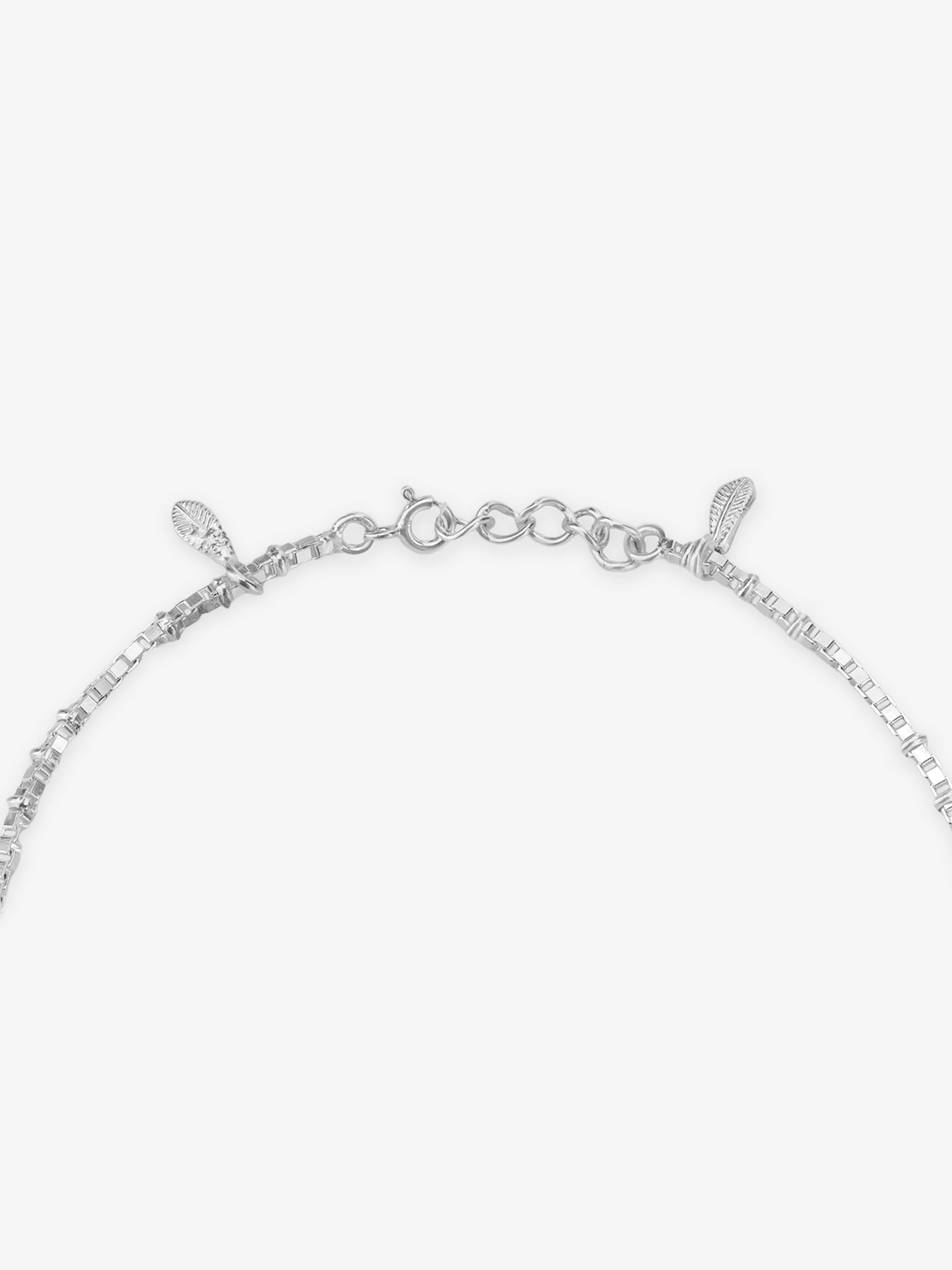 Side profile of SIJA 925 Silver Harmony Charm Anklet showing durable sterling silver chain artistry