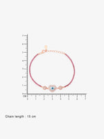 Reverse of SIJA Rose Gold Heart Evil Eye Chain Bracelet showing BIS 925 hallmark stamp certified sterling silver jewellery authenticity and quality assurance