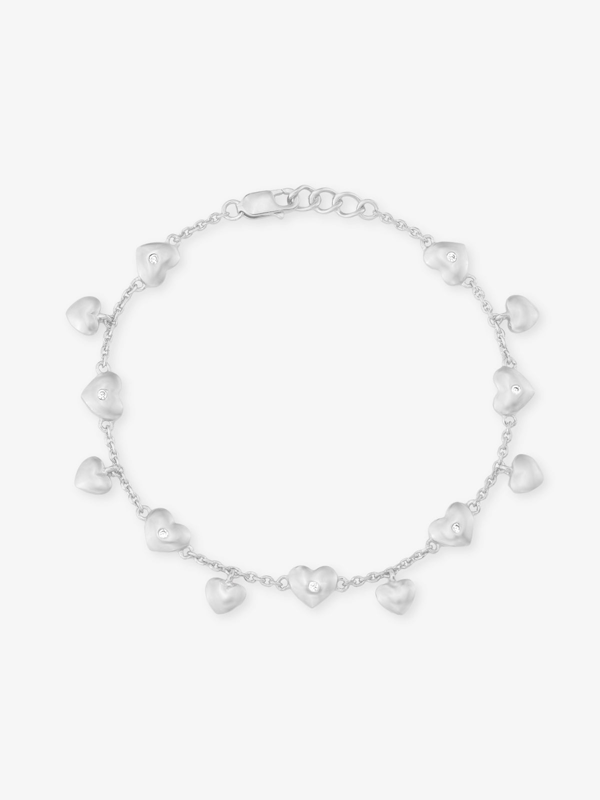 SIJA 925 Silver Heart Link Chain Bracelet sterling silver jewellery elegant heart link design full front hero view accessory