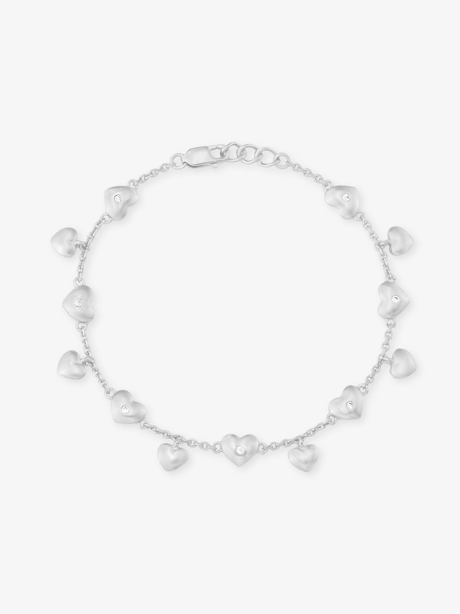 SIJA 925 Silver Heart Link Chain Bracelet sterling silver jewellery elegant heart link design full front hero view accessory