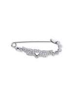 Detailed view of clasp mechanism on SIJA 925 sterling silver Heart Wings Safety Pin highlighting secure fastening and ornamental finish