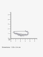 Reverse of SIJA Heart Wings Safety Pin showing BIS 925 hallmark stamp certified sterling silver jewellery made in India
