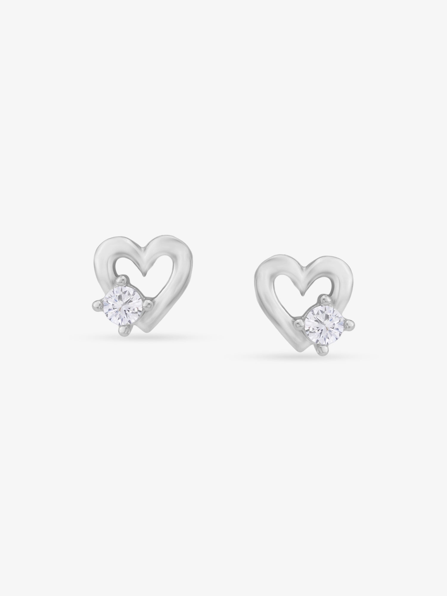 SIJA 925 Silver Heart Earrings with Zircon Stone sterling silver jewellery elegant heart design full front hero view accessory
