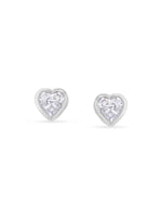 Detailed view of SIJA 925 Silver Heart Shaped Stoned Earrings highlighting ornamental finish polished sterling silver craftsmanship delicate stone setting