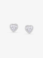 SIJA 925 Silver Heart Shaped Stoned Earrings sterling silver jewellery elegant heart design full front hero view accessory