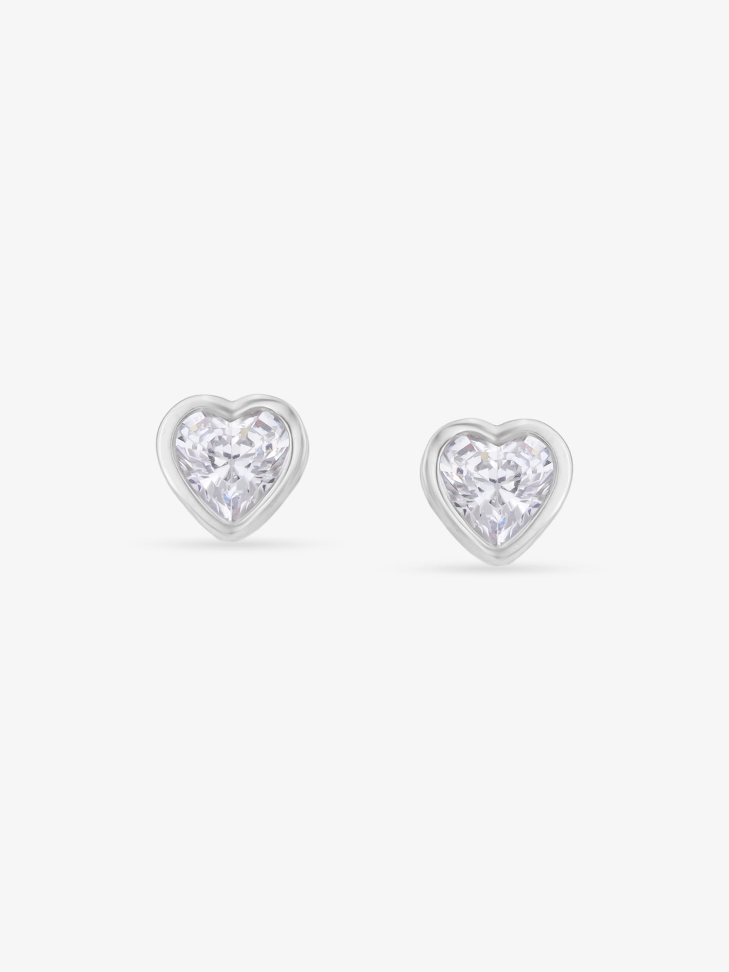 SIJA 925 Silver Heart Shaped Stoned Earrings sterling silver jewellery elegant heart design full front hero view accessory