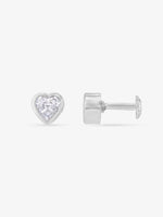 Side profile of SIJA 925 Silver Heart Shaped Stoned Earrings sterling silver jewellery elegant accessory durable construction polished edges